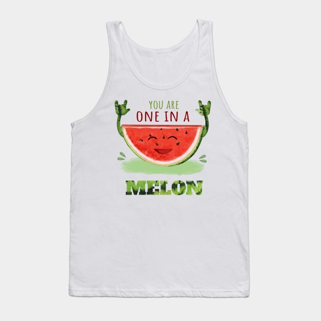 You Are One In A Melon - Fruit watermelon pun Tank Top by KawaiiFoodArt